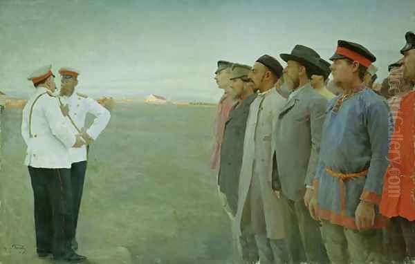 Mobilised, 1904 Oil Painting by Lukjan Vasilievich Popov