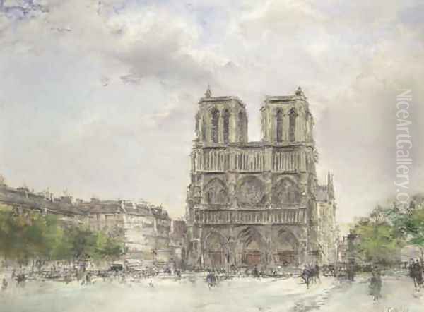 Notre Dame Oil Painting by Pierre Jacques Pelletier