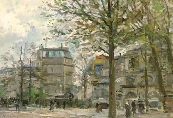 A Parisian boulevard Oil Painting by Pierre Jacques Pelletier