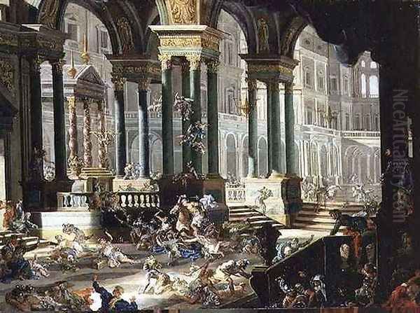 Expulsion of Heliodorus from the Temple of Solomon Oil Painting by Francesco Il Calabrese Peresi