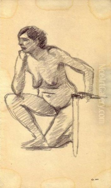 Nu Agenouille Pres D'une Chaise Oil Painting by Albert Marquet