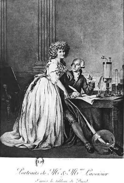 Antoine Laurent Lavoisier 1743-94 and his wife Marie Anne Paulze 1758-1836 Oil Painting by Georges Ernest Profit