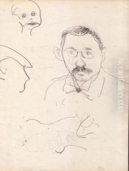 Autoportrait A La Moustache Et Croquis Oil Painting by Albert Marquet