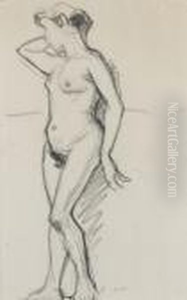 Nu Debout, Bras Droit Derriere La Nuque Oil Painting by Albert Marquet