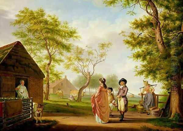 Visit to the Country Dairy Oil Painting by Johan Prey