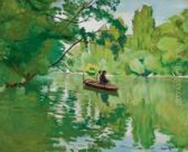 La Varenne, Bords De Marne, Pecheurs En Barque Oil Painting by Albert Marquet