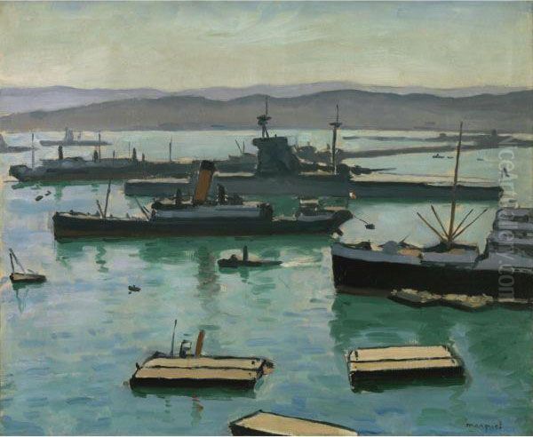 Bateaux Dans Le Port Oil Painting by Albert Marquet