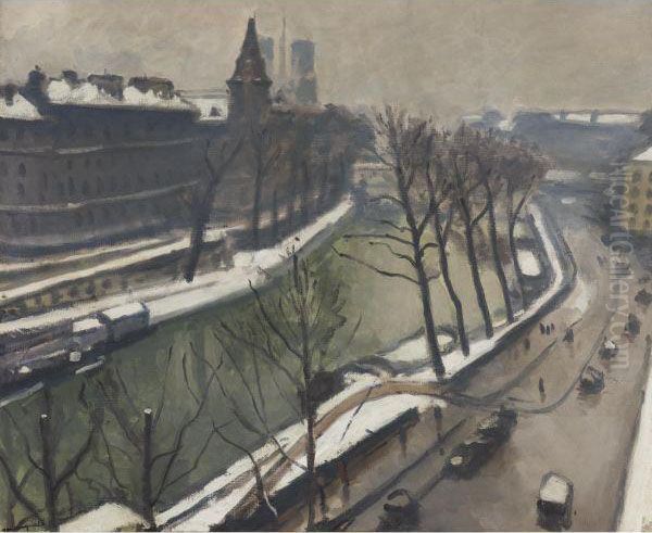 Paris, Quai Des Grands-augustins Sous La Neige Oil Painting by Albert Marquet