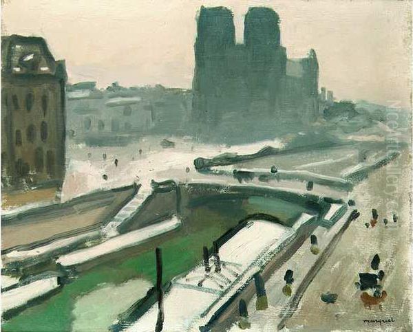 Hiver Sur Le Pont Saint-michel Oil Painting by Albert Marquet