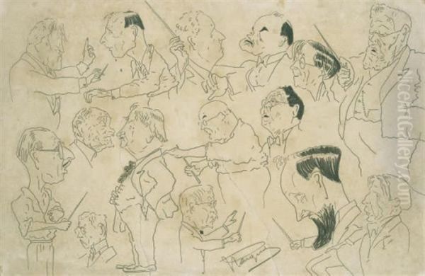 Caricatures De Chefs D'orchestre Et De Solistes, Dont Igor Stravinsky Oil Painting by Albert Marquet