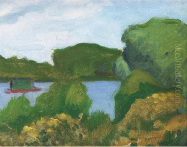 Poissy, Chaland Sur La Seine Oil Painting by Albert Marquet