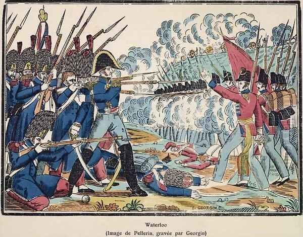 The Battle of Waterloo, 1815 engraved by Francois Georgin 1801-63 from Edition de la Revue Lorraine Illustree, pub. 1912 Oil Painting by Pellerin, Jean-Charles