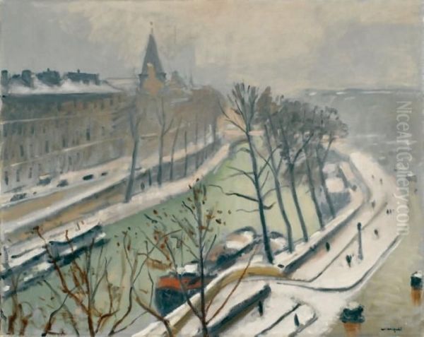 Quai Des Grands Augustins Sous La Neige Oil Painting by Albert Marquet