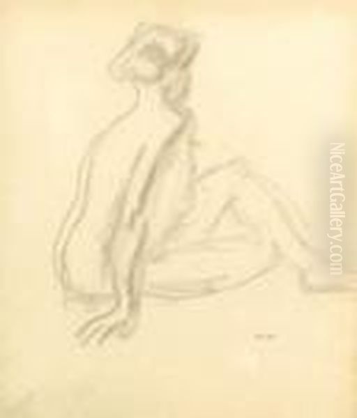 Nu Assis, Crayon, Monogramme En Bas A Droite Oil Painting by Albert Marquet