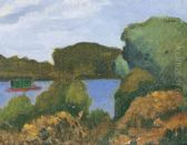 Poissy, Chaland Sur La Seine Oil Painting by Albert Marquet