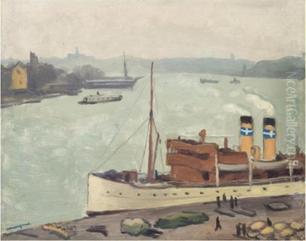 Bateau A Quai, Stockholm Oil Painting by Albert Marquet