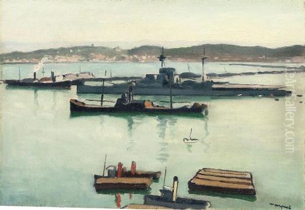 Les Deux Bateaux Oil Painting by Albert Marquet