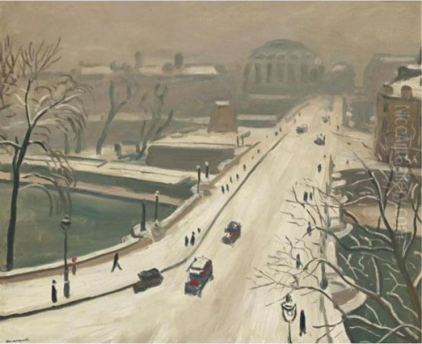 Le Pont Neuf Sous La Neige Oil Painting by Albert Marquet