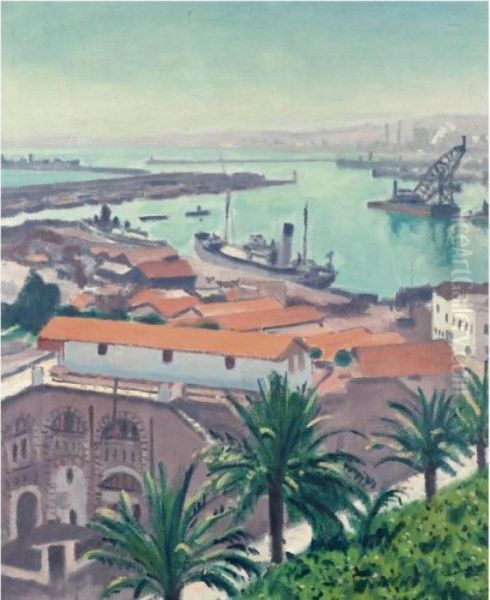 Les Palmiers Devant Le Port De L'agha Oil Painting by Albert Marquet