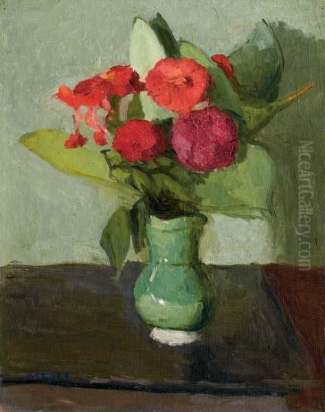 Bouquet De Fleurs Au Vase Vert Oil Painting by Albert Marquet