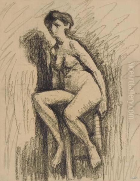 Femme Nue Assise Sur Un Tabouret Oil Painting by Albert Marquet