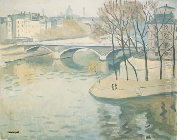 L'ile Saint Louis Et Le Pont De La Tournelle Oil Painting by Albert Marquet