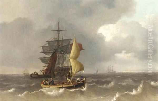 Transferring the passengers off a merchantman anchored in the Channel Oil Painting by Charles Martin Powell