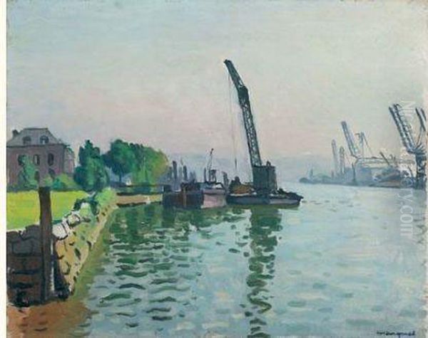 Le Port De La Bouille, Pres De Rouen Oil Painting by Albert Marquet