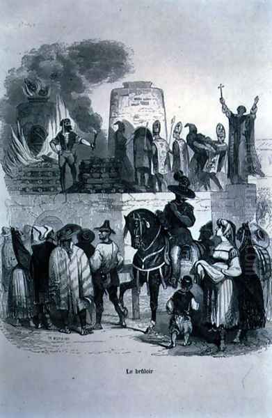 The Furnace, the execution of the condemned bishops by the Inquisition Oil Painting by Jean Achille Pouget