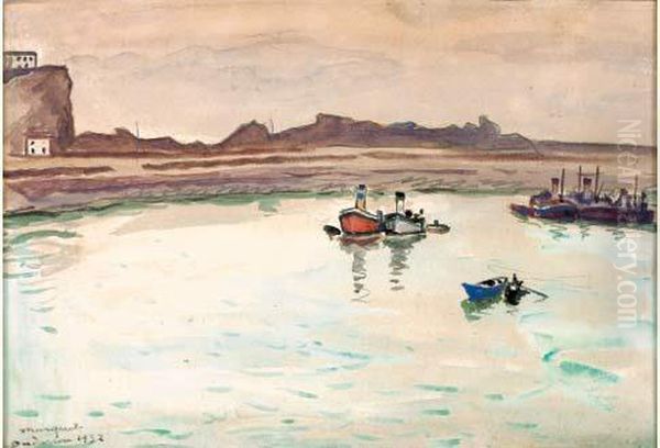 Bateaux A Ondarroa Oil Painting by Albert Marquet