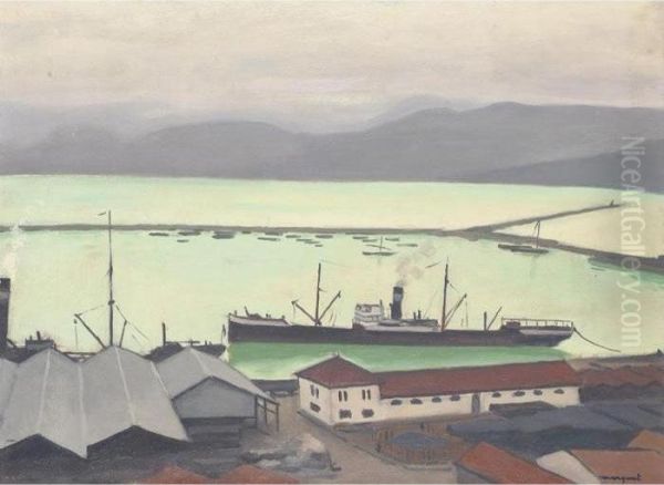 Cargos A Quai (bougie) Oil Painting by Albert Marquet