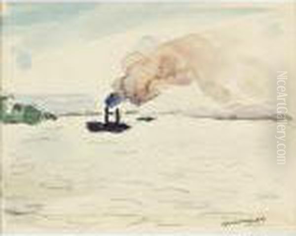 Bateaux Sur La Riviere Oil Painting by Albert Marquet