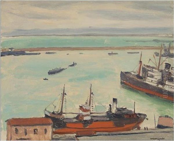 Le Bateau Rouge A Quai Oil Painting by Albert Marquet