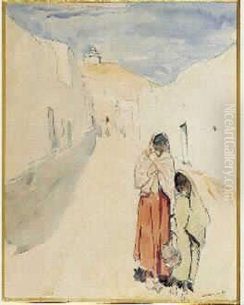 Alger, Femme Et Enfant Dans Une Rue Oil Painting by Albert Marquet