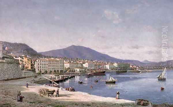 Seaview at Ajaccio, Corsica, 1882 Oil Painting by Jean Francois Peraldi