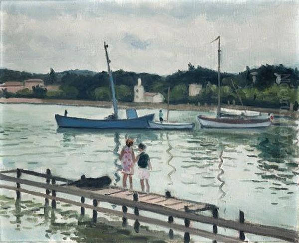 Les Enfants Porquerolles Oil Painting by Albert Marquet