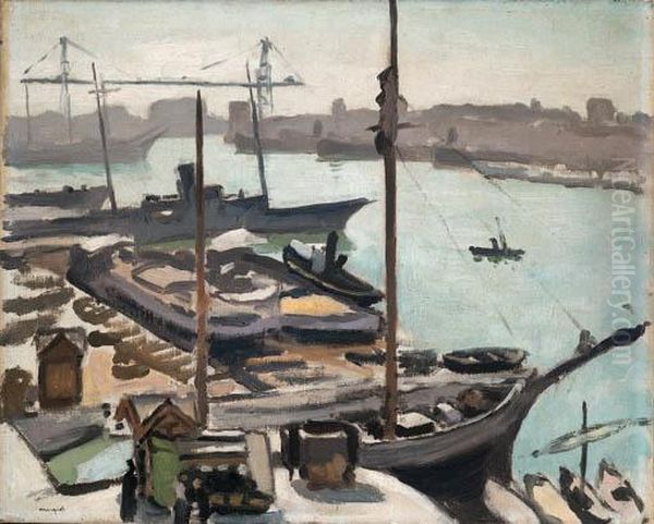 Marseille, Le Port Et Le Pont Transbordeur Oil Painting by Albert Marquet