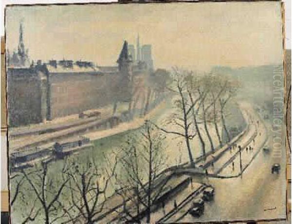 Quai Des Grands Augustins, Paris, 1938. Oil Painting by Albert Marquet