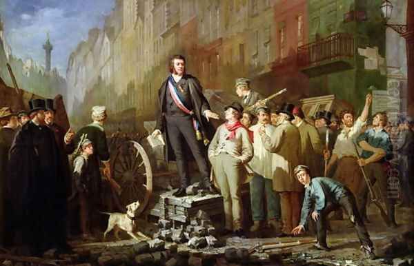 Baudin on the Barricade of Faubourg Saint-Antoine, 3rd December 1851 Oil Painting by Ernest Louis Pichio