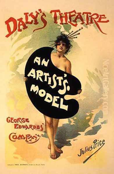 Reproduction of a poster advertising An Artists Model by George Edwardes Company, Dalys Theatre Oil Painting by Julius Mandes Price