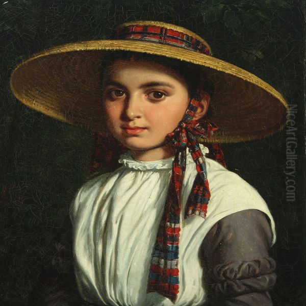 Portrait Of A Young Girl Oil Painting by Wilhelm Marstrand