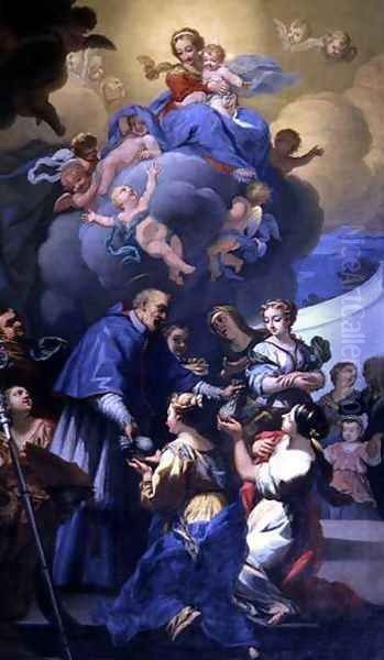 St. Nicholas Distributes his Three Bags of Gold, c.1705 Oil Painting by Giovanni Antonio Pucci