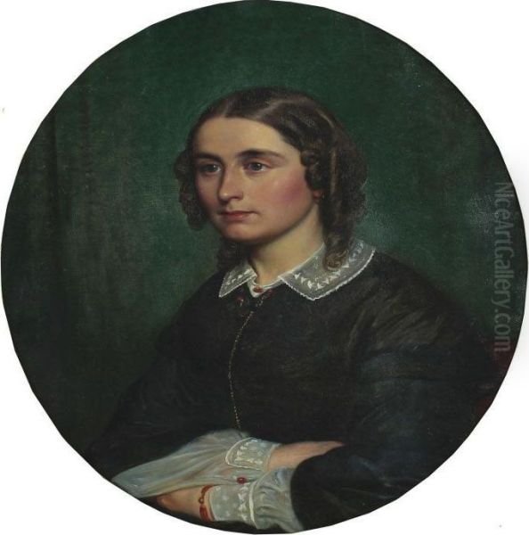 Oval Portrait Of Mrs Oil Painting by Wilhelm Marstrand