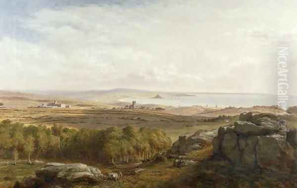 View from Madron Carn, 1836 Oil Painting by Richard Thomas Pentreath