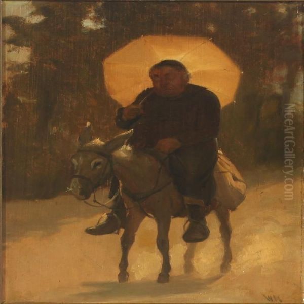 Monk Riding On A Donkey Oil Painting by Wilhelm Marstrand