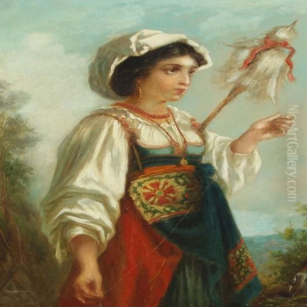 Young Italien Girl Oil Painting by Wilhelm Marstrand