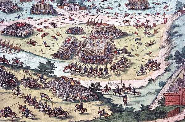 The Battle of Moncontour, 3rd October 1569 Oil Painting by Tortorel, J. Perrissin, J. J. &