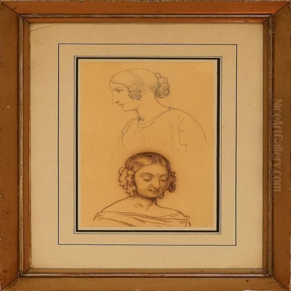 Sketch Of Twowomen Oil Painting by Wilhelm Marstrand