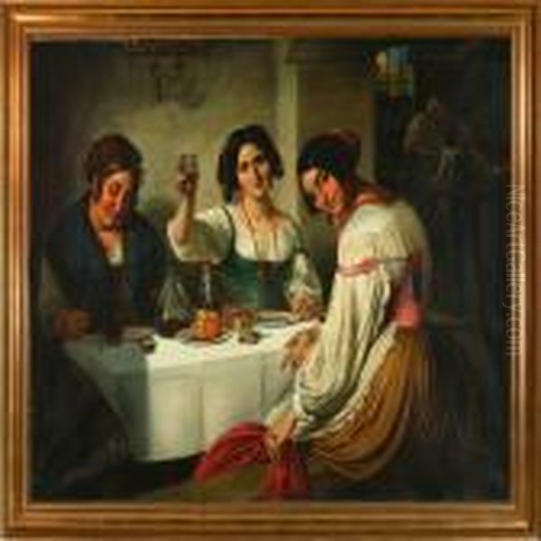 Rom An Italian Osteria Oil Painting by Wilhelm Marstrand