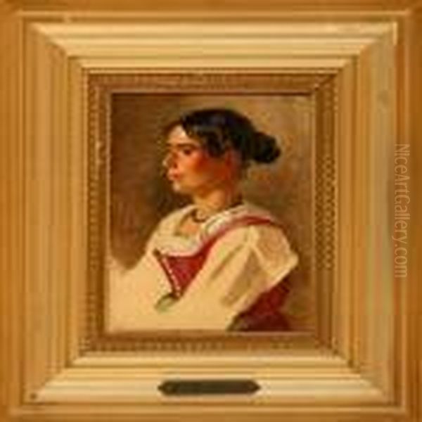 An Italian Woman Oil Painting by Wilhelm Marstrand